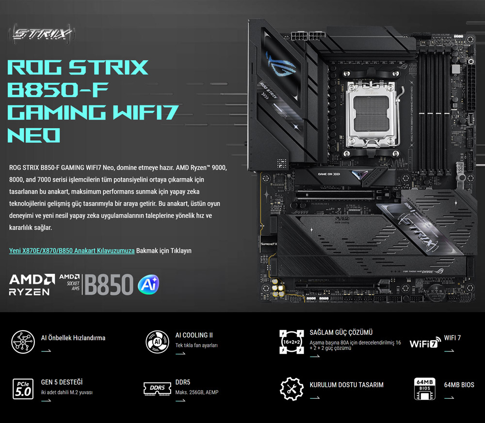 ASUS ROG STRIX B850-F GAMING WIFI7 NEO Anakart H2
