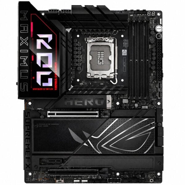 ASUS ROG Maximus Z890 Hero anakart ve ASUS ROG Ryujin III 360 ARGB sıvı soğutucu, yüksek performans ve estetik tasarım sunar. Oyun ve overclock için ideal, gelişmiş soğutma ve RGB aydınlatma özellikle.