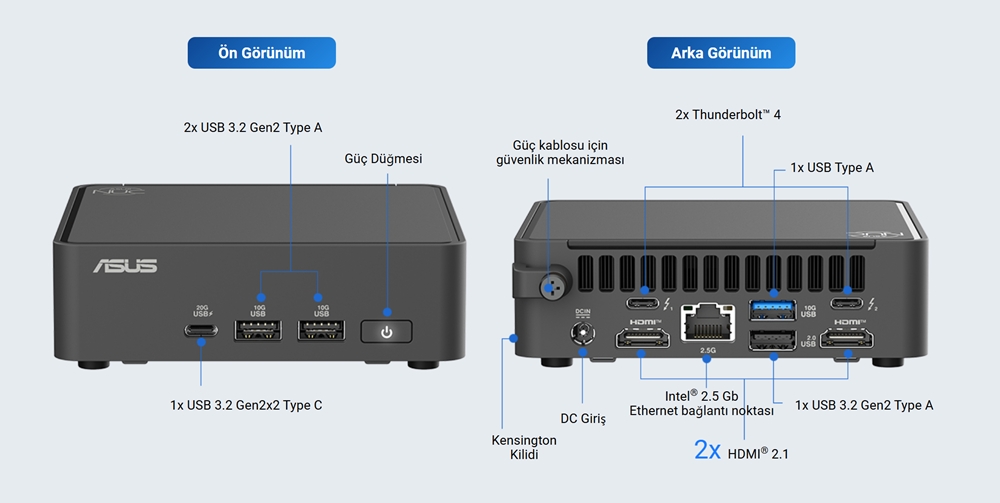 ASUS NUC 15 Pro ASUS NUC 15 Pro Tall Kit RNUC15CRHC500002 Intel Core 5-210H Barebone FreeDos Mini Bilgisayar h15