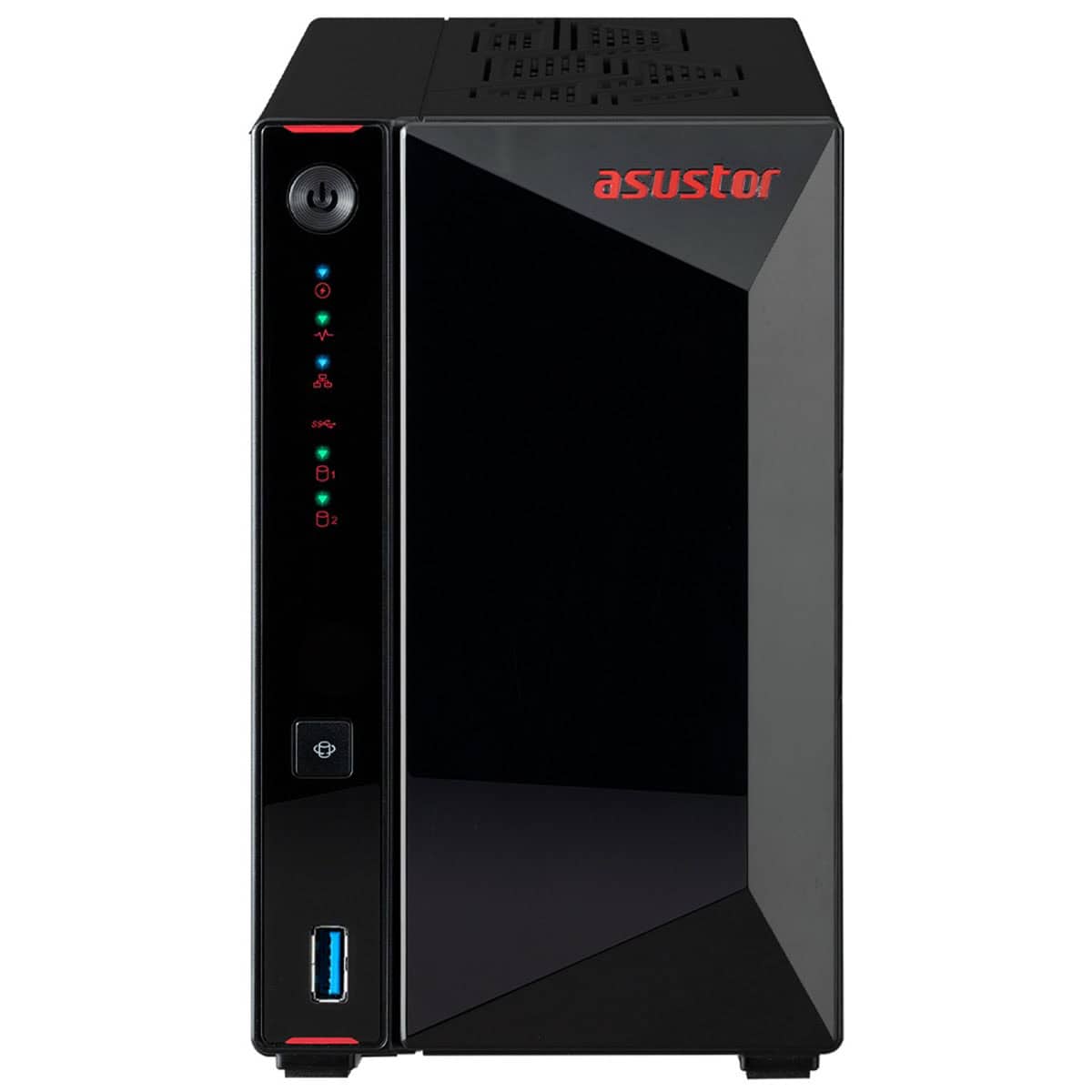 Asustor NIMBUSTOR 2 Gen2 (AS5402T) NAS, Intel Celeron N5105 işlemcisi ve 4GB RAM ile yüksek performans sağlar. 2.5GbE bağlantı desteği ve çift yuvalı tasarımıyla veri depolama