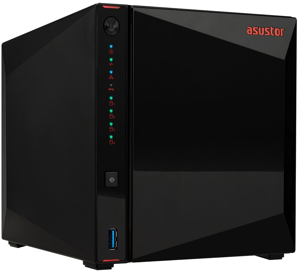 AS5404T Yüksek performanslı Asustor NAS depolama cihazı, çoklu disk desteği ve gelişmiş güvenlik özellikleri ile veri yedekleme ve paylaşım çözümleri sağlar.