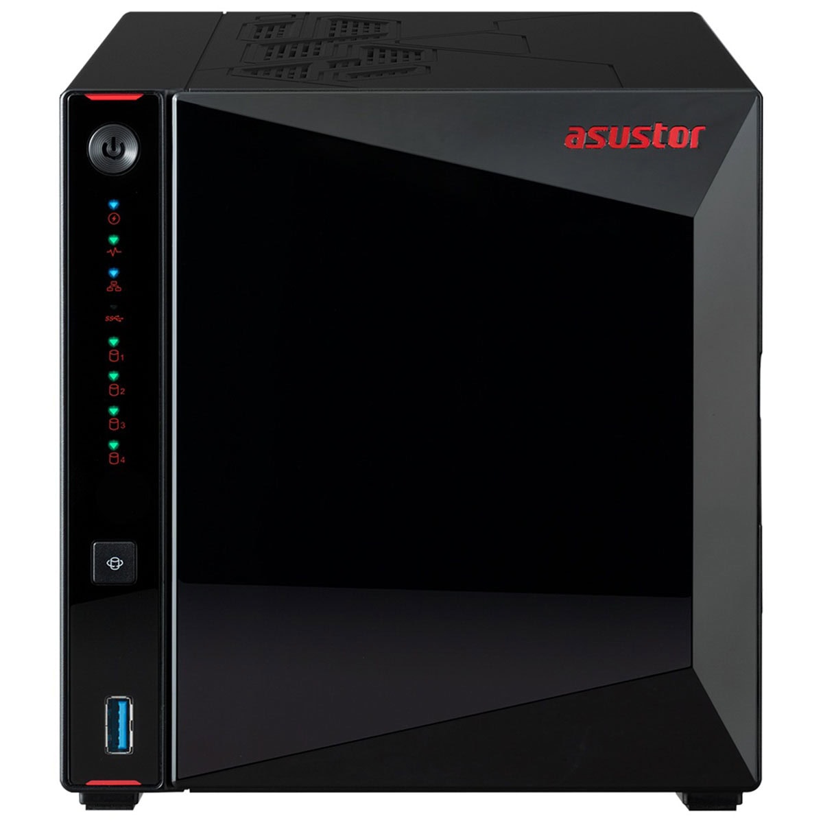 Asustor NIMBUSTOR 4 Gen2 (AS5404T) NAS cihazı, Intel Celeron N5105 işlemci ve 4GB RAM ile yüksek performans sağlar, 2.5GbE bağlantı ve 4 yuva ile veri depolama ve yedekleme çözümleri sunar.