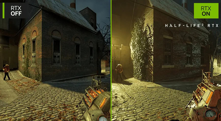 RTX Off ve RTX On ile Half-Life oyunu grafik farkı.