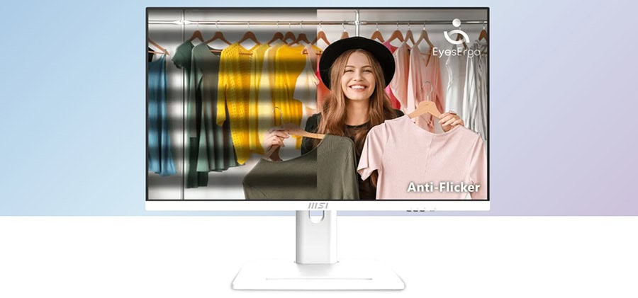 Anti-Flicker teknolojili bilgisayar monitörü, göz yorgunluğunu azaltır ve uzun süreli kullanımlarda konfor sağlar. Modern tasarımıyla şık ve ergonomik bir çalışma ortamı sunar.