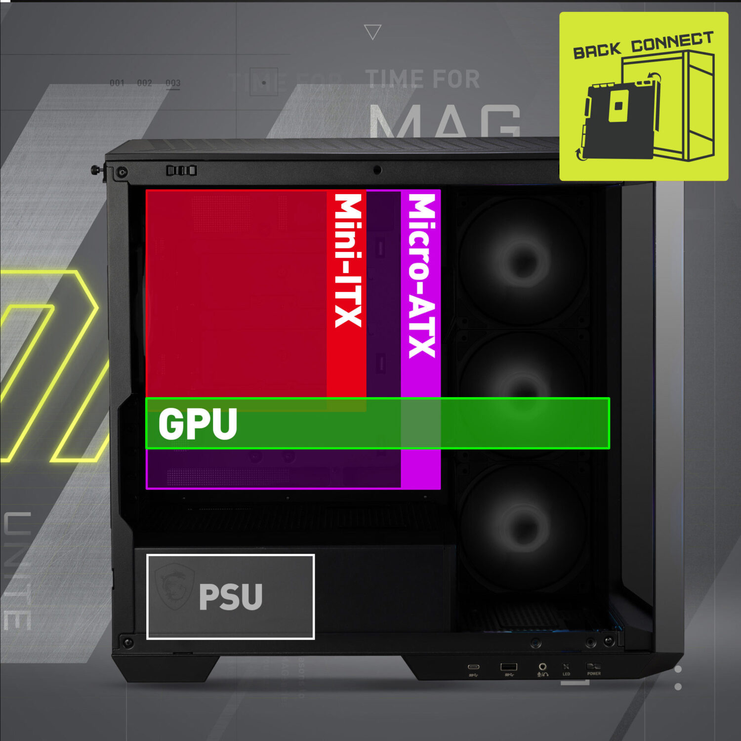 MSI MAG PANO M100R PZ B65 Gaming Kasa H3