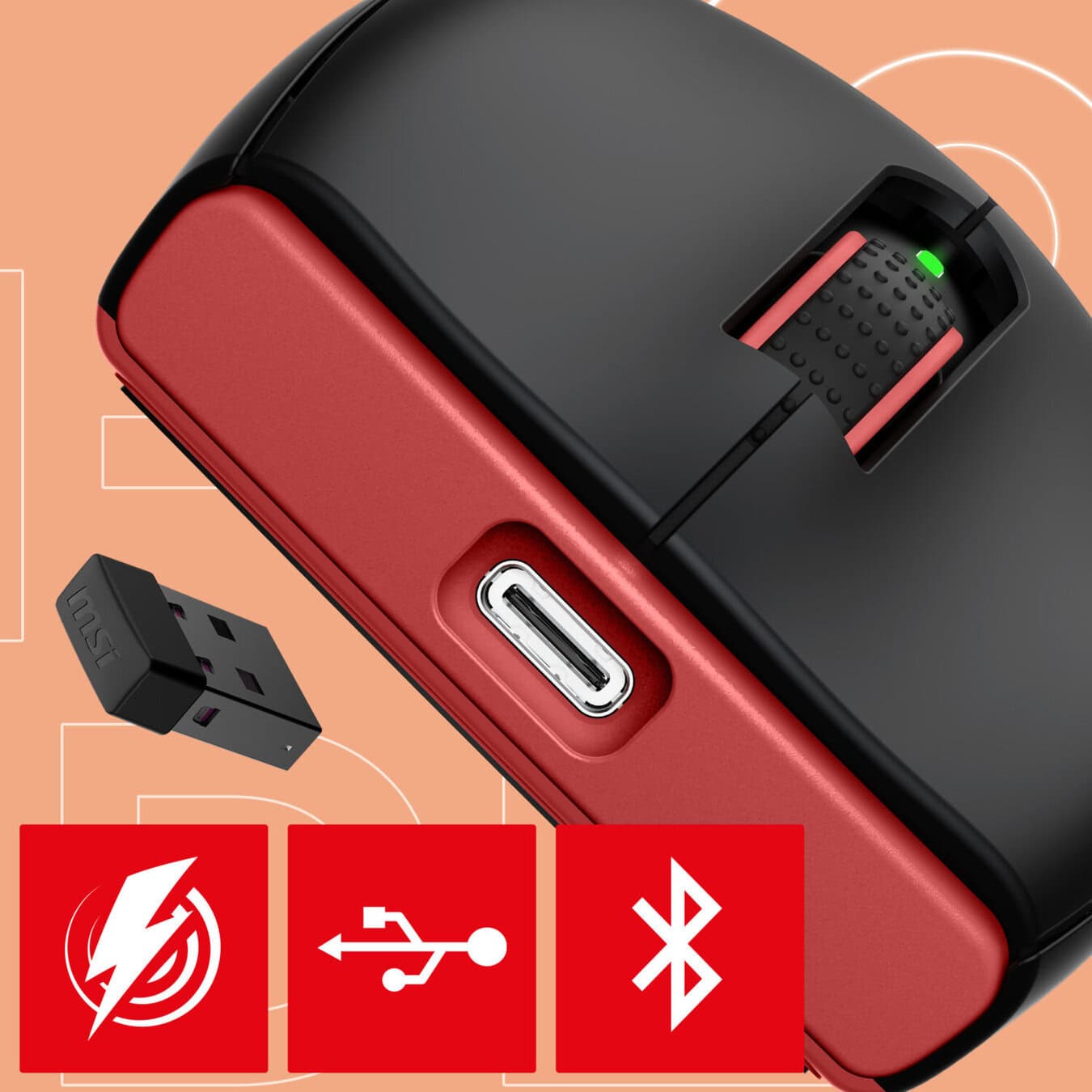MSI FORGE GM340 WIRELESS White bağlantı seçenekleri