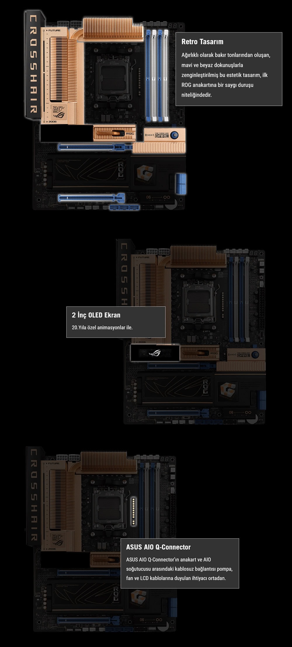 ROG CROSSHAIR 2006 ASUS ROG CROSSHAIR 2006 9600MHz (OC) DDR5 Soket AM5 M.2 HDMI USB4 ATX Anakart h7