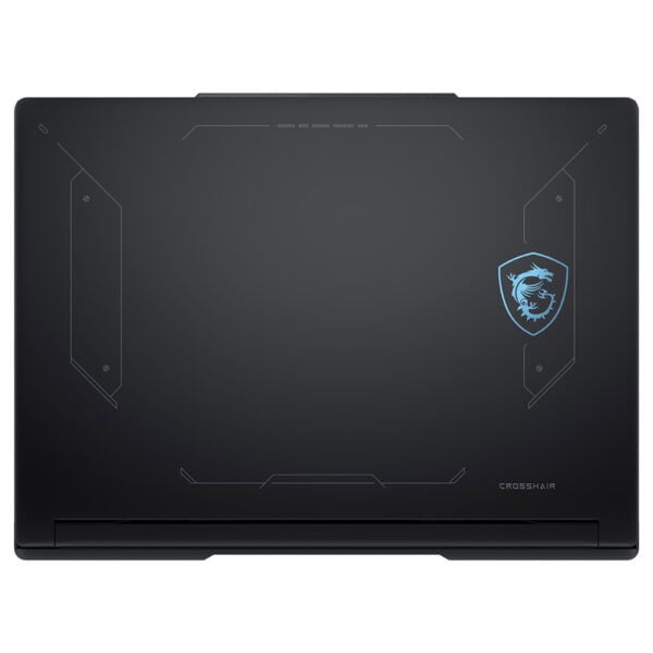 MSI CROSSHAIR A16 HX gaming dizüstü bilgisayarın üstten görünümü, şık ve modern tasarımıyla dikkat çekiyor.