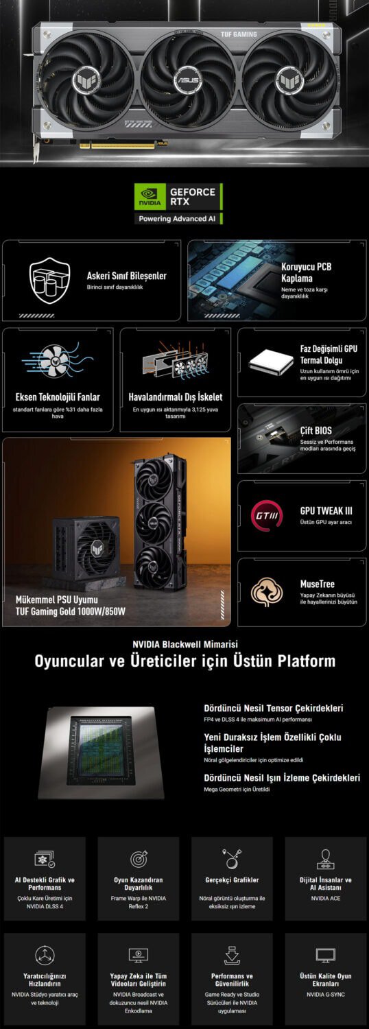 ASUS TUF Gaming GeForce RTX™ 5070 Ti 16GB GDDR7 ASUS TUF Gaming GeForce RTX 5070 Ti 16GB GDDR7 256 Bit DLSS 4 Ekran Kartı h2