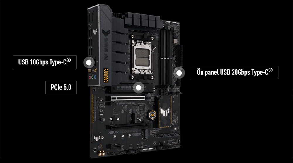 ASUS TUF Gaming B650-E WIFI 8000MHz (OC) DDR5 Soket AM5 M.2 HDMI DP ATX Anakart h15