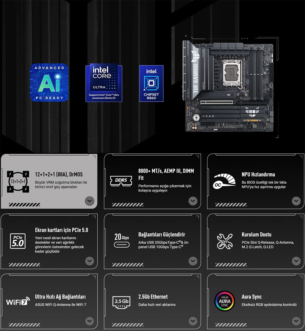 TUF GAMING B860M-PLUS WIFI asus-tuf-gaming-b860m-plus-wifi-8800mhz-oc-ddr5-soket-lga1851-m-2-hdmi-dp-matx-anakart