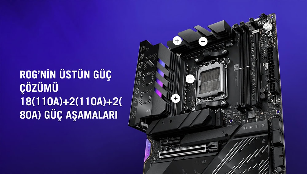 ROG CROSSHAIR X870E APEX asus-rog-crosshair-x870e-apex-9600mhz-oc-ddr5-soket-am5-m-2-type-c-atx-anakart
