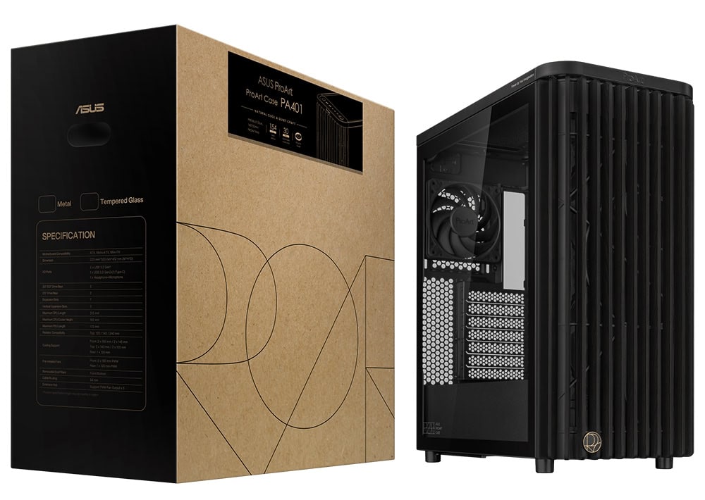 ProArt PA401 Wood Edition - Tempered Glass Panel asus-proart-pa401-wood-edition-temperli-cam-siyah-usb-3-2-mid-tower-atx-gaming-kasa