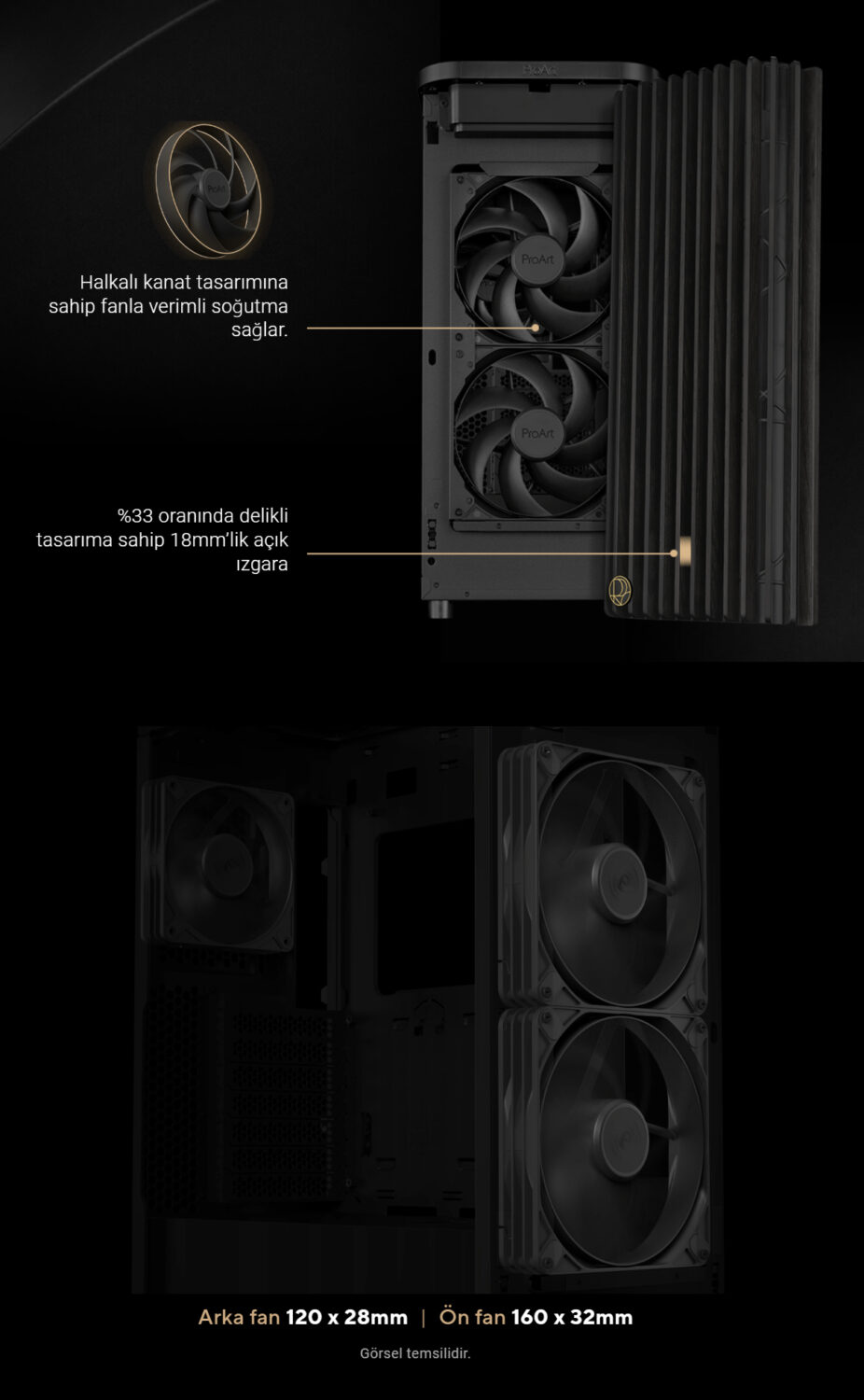 ProArt PA401 Wood Edition - Tempered Glass Panel asus-proart-pa401-wood-edition-temperli-cam-siyah-usb-3-2-mid-tower-atx-gaming-kasa