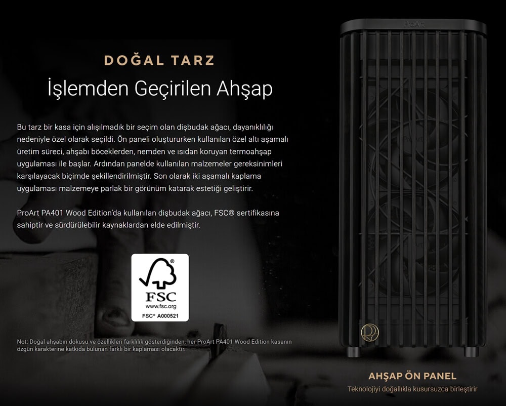 ProArt PA401 Wood Edition - Tempered Glass Panel asus-proart-pa401-wood-edition-temperli-cam-siyah-usb-3-2-mid-tower-atx-gaming-kasa