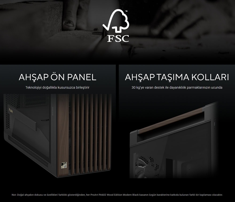 ProArt PA602 Wood Edition Modern Black - Metal Panel asus-proart-pa602-wood-edition-metal-panel-usb-3-2-mid-tower-kasa