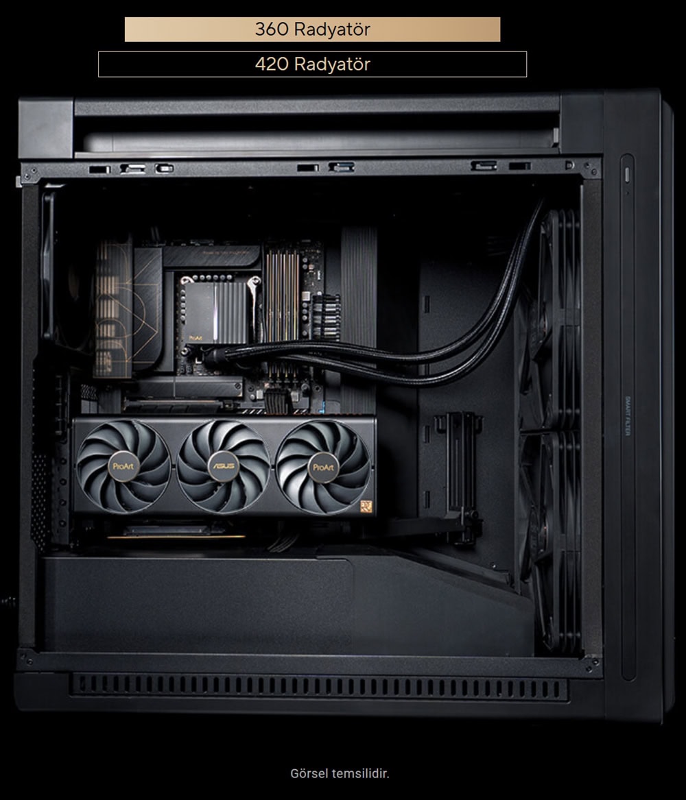 ProArt PA602 Wood Edition Modern Black - Tempered Glass Panel asus-proart-pa602-wood-edition-temperli-cam-usb-3-2-mid-tower-e-atx-kasa