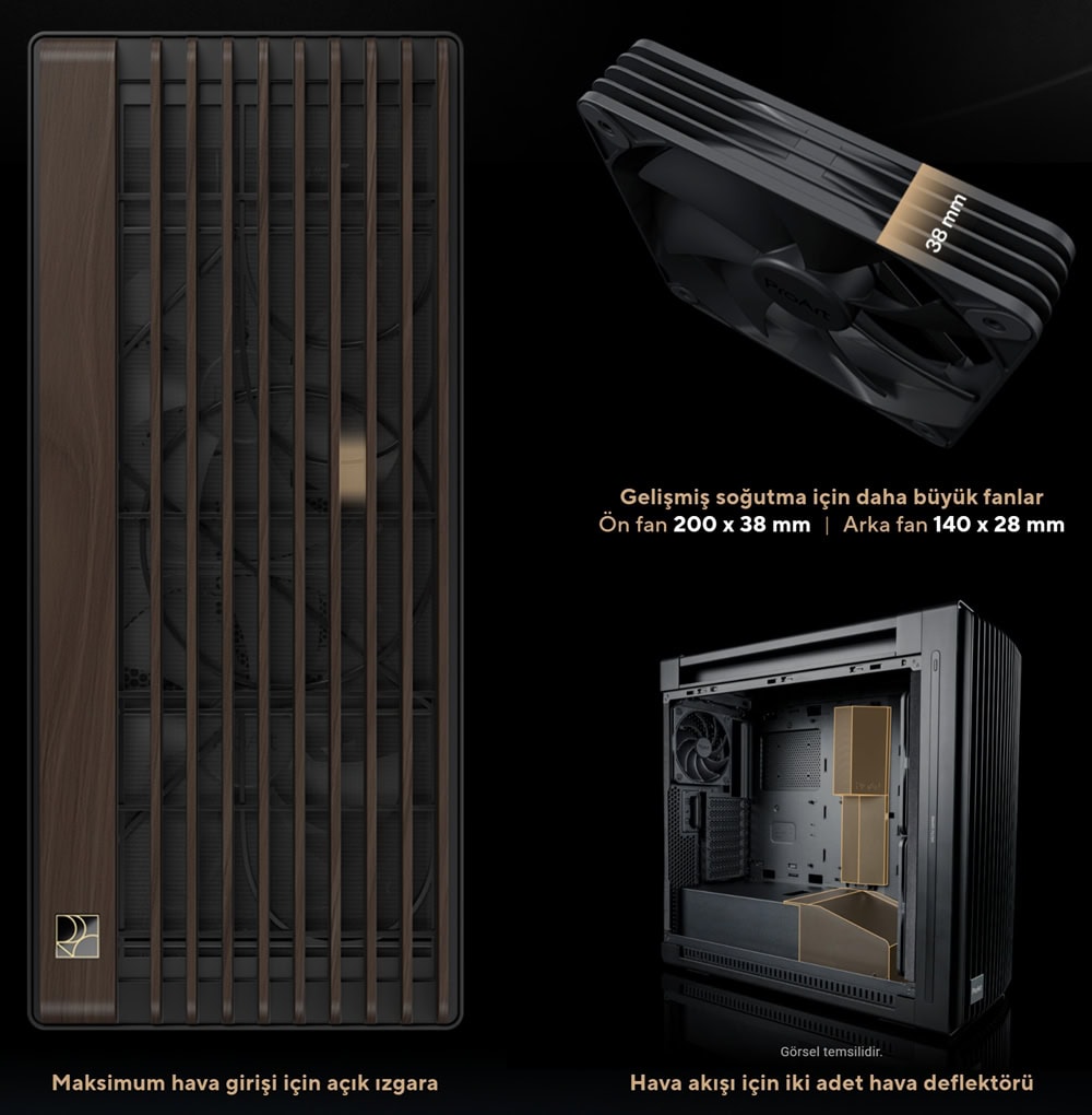 ProArt PA602 Wood Edition Modern Black - Tempered Glass Panel asus-proart-pa602-wood-edition-temperli-cam-usb-3-2-mid-tower-e-atx-kasa